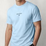 Milano White, T-Shirt Μπλούζα με Σχέδιο σε Γαλάζιο Χρώμα
