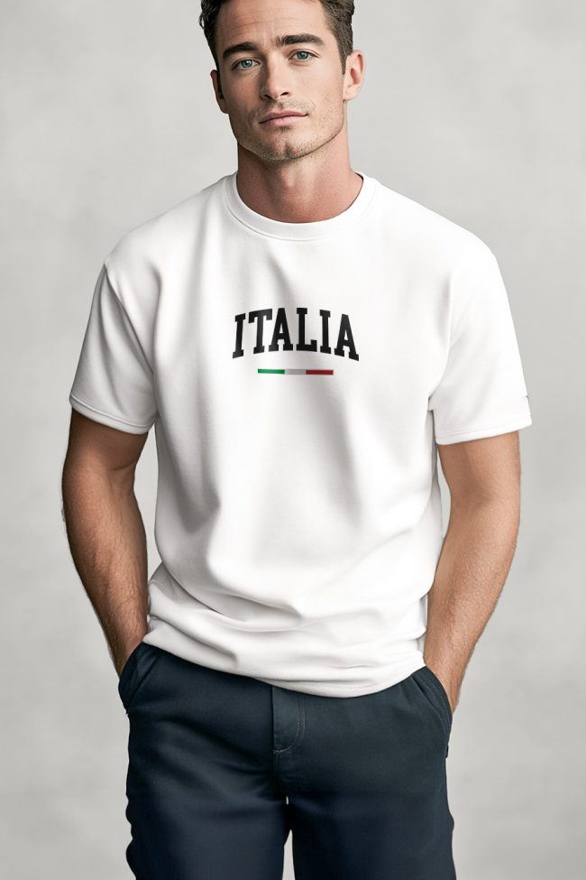 Italia Classic, Μπλούζα T-Shirt σε Λευκό Χρώμα