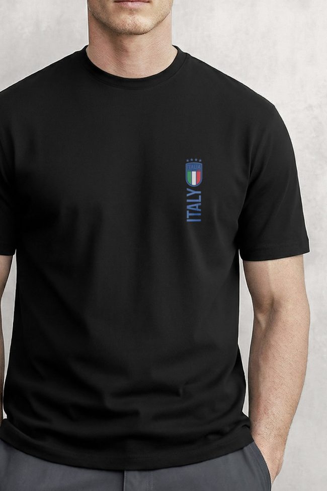 Italy Emblem, T-Shirt Μπλούζα με Σχέδιο σε Μαύρο Χρώμα