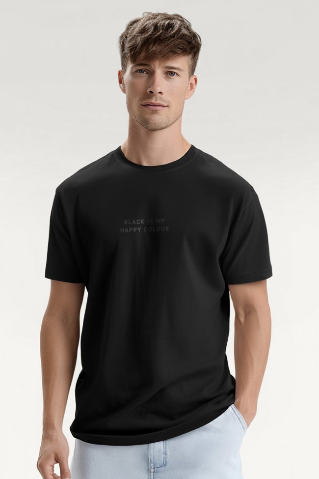 Black Is My Happy Colour, Heavy Cotton T-Shirt σε Μαύρο Χρώμα