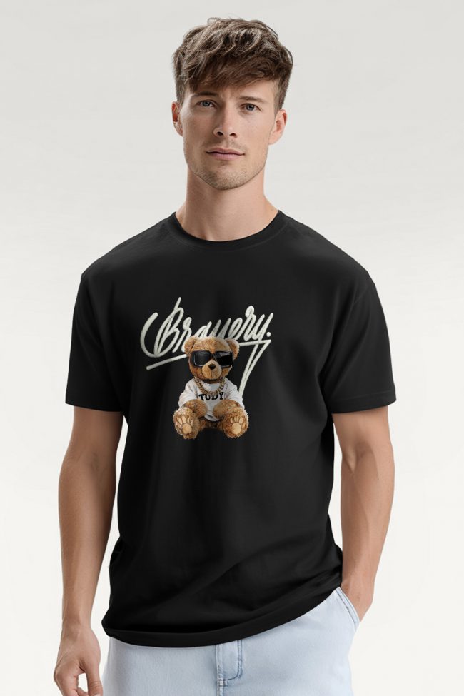 Bravery Teddy, Μπλούζα T-Shirt σε Μαύρο Χρώμα