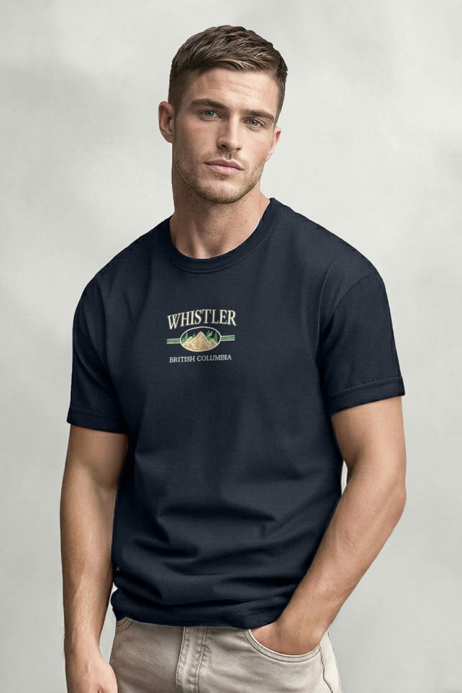 Whistler British Columbia, T-Shirt Μπλούζα με Σχέδιο σε Μπλε Χρώμα