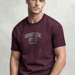 Brooklyn District, T-Shirt Μπλούζα με Σχέδιο σε Μπορντώ Χρώμα