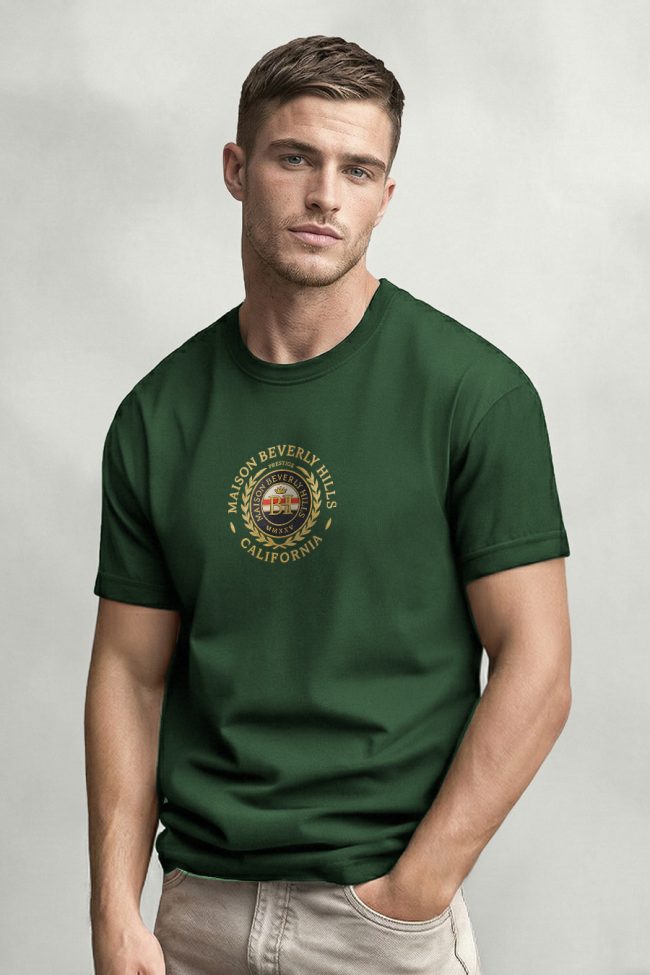 Maison Beverly Hills, Casual Μπλούζα T-Shirt σε Πράσινο Χρώμα