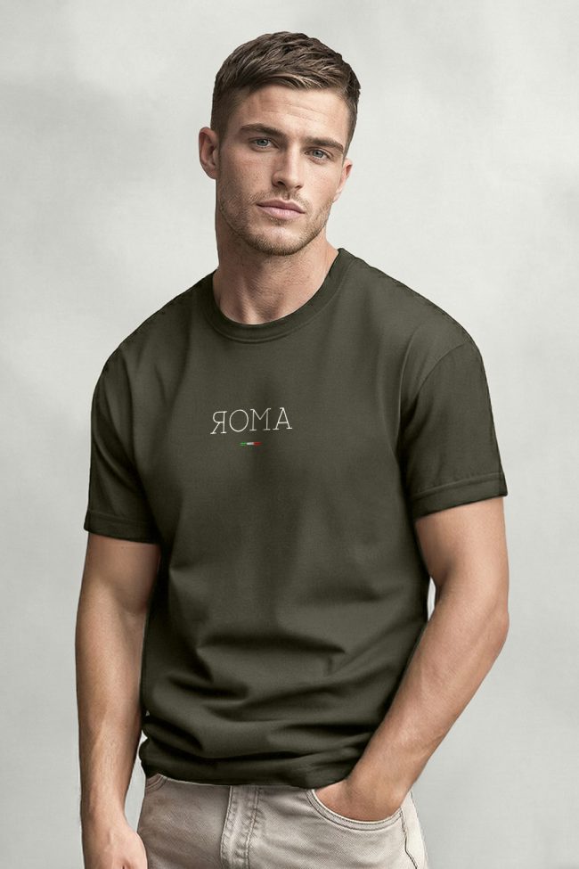 Roma, Heavy Cotton T-Shirt σε Χακί Χρώμα