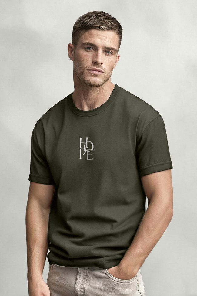 Hope White, Ανδρική Μπλούζα T-Shirt σε Χακί Χρώμα