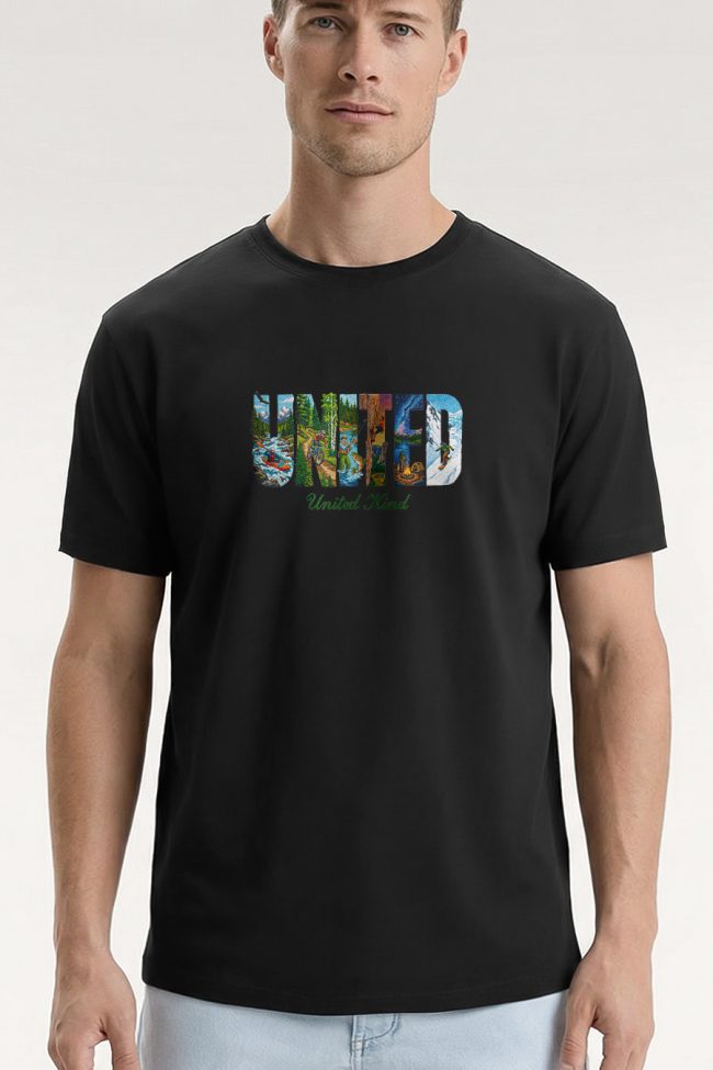 United Nature, T-Shirt Μπλούζα με Σχέδιο σε Μαύρο Χρώμα
