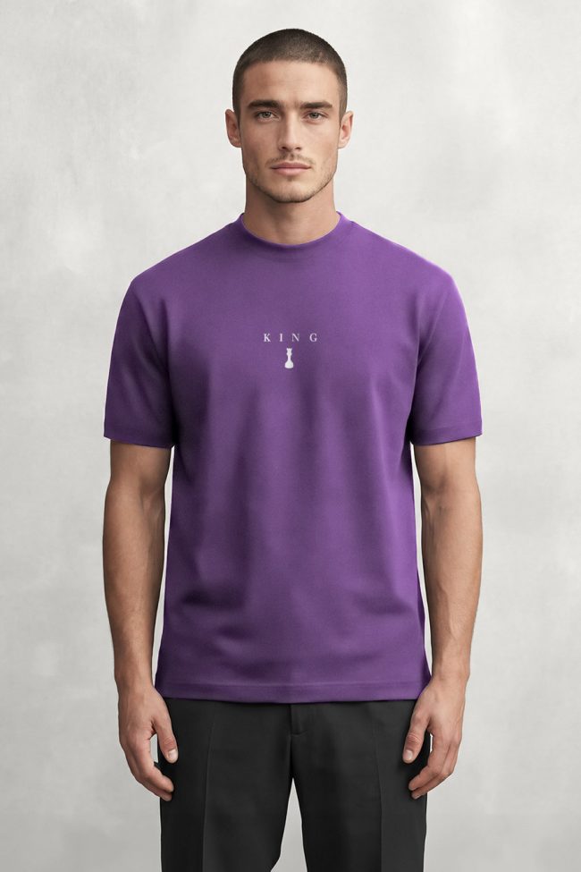 Chess King, Heavy Cotton T-Shirt σε Μωβ Χρώμα