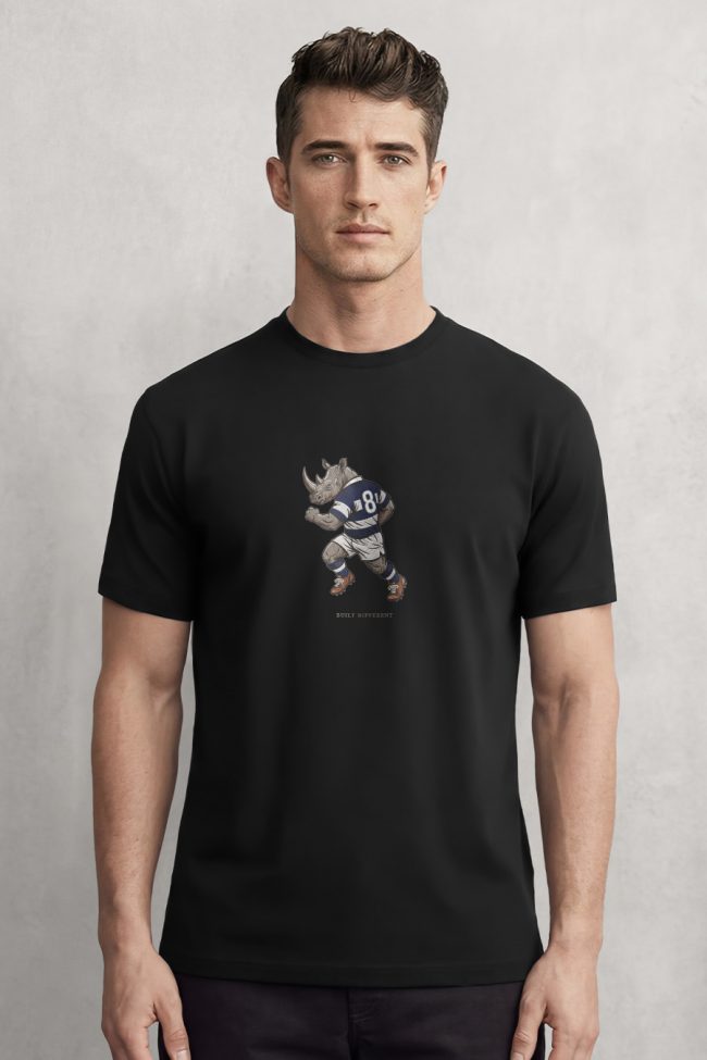 Rhino Player, Casual Μπλούζα T-Shirt σε Μαύρο Χρώμα