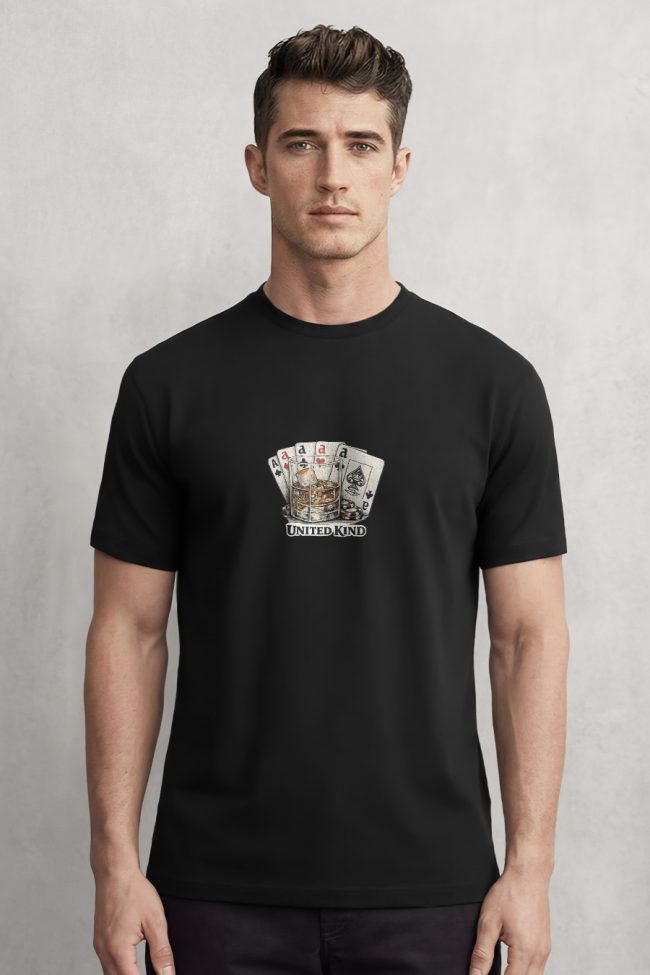 Whiskey Cards, Μπλούζα T-Shirt σε Μαύρο Χρώμα