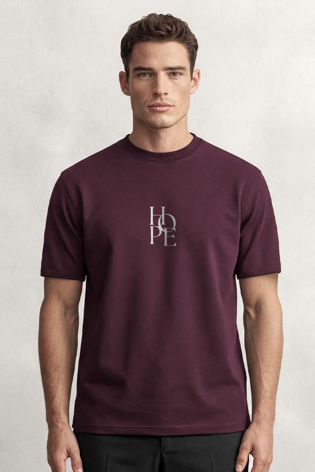 Hope White, Ανδρική Μπλούζα T-Shirt σε Μπορντώ Χρώμα
