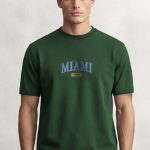 Miami Florida, T-Shirt Μπλούζα με Σχέδιο σε Πράσινο Χρώμα