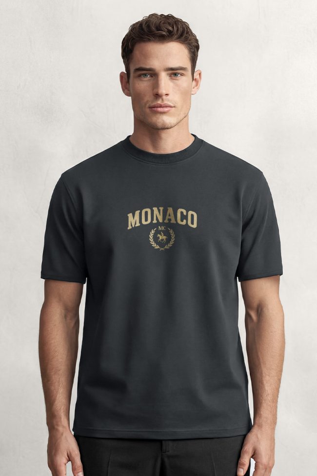 Monaco Equestrian, T-Shirt Μπλούζα με Σχέδιο σε Iron Grey Χρώμα