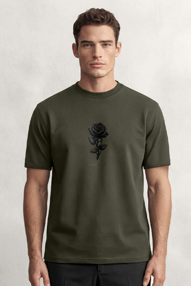 Black Rose, Heavy Cotton T-Shirt σε Χακί Χρώμα