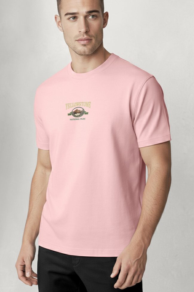 Yellowstone Park, T-Shirt Μπλούζα με Σχέδιο σε Ροζ Χρώμα
