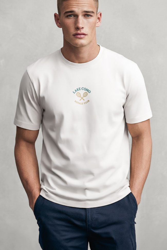 Lake Como Tennis Club Centered, Μπλούζα T-Shirt σε Λευκό Χρώμα