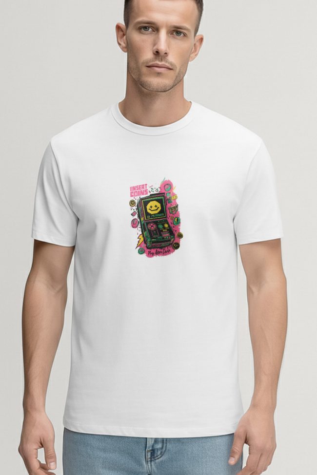 Insert Coins After Dark, Graphic T-Shirt σε Λευκό Χρώμα