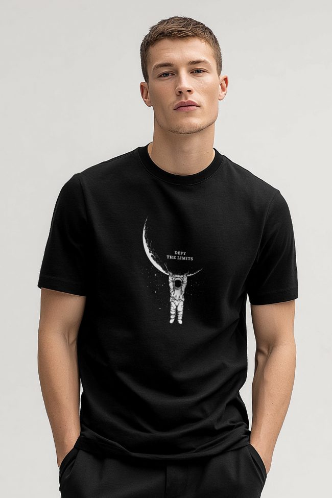 Defy The Limits, T-Shirt Μπλούζα με Σχέδιο σε Μαύρο Χρώμα