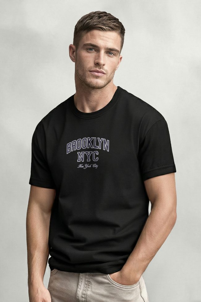 Brooklyn District, T-Shirt Μπλούζα με Σχέδιο σε Μαύρο Χρώμα