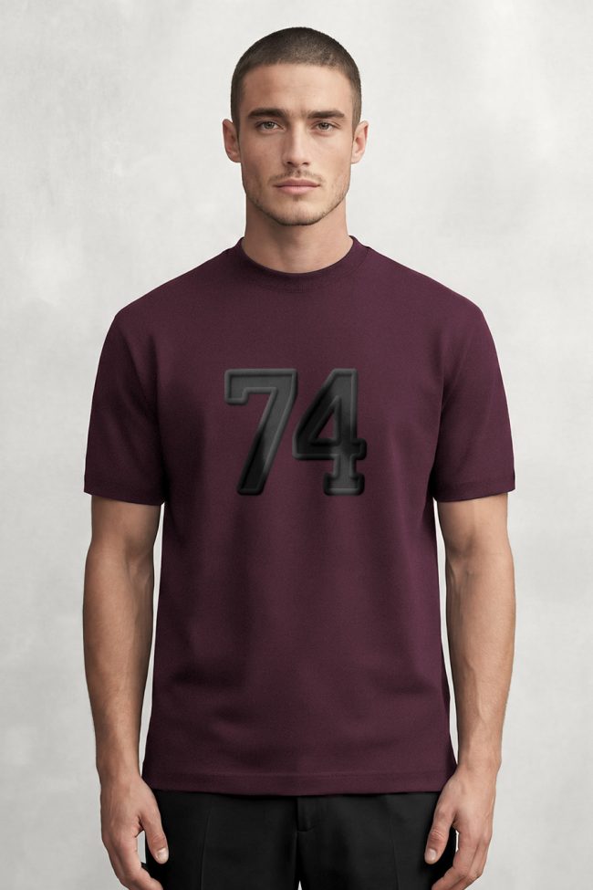Black 74, Casual Μπλούζα T-Shirt σε Μπορντώ Χρώμα