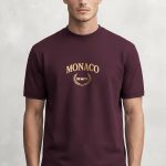 Monaco Royal, T-Shirt Μπλούζα με Σχέδιο σε Μπορντώ Χρώμα