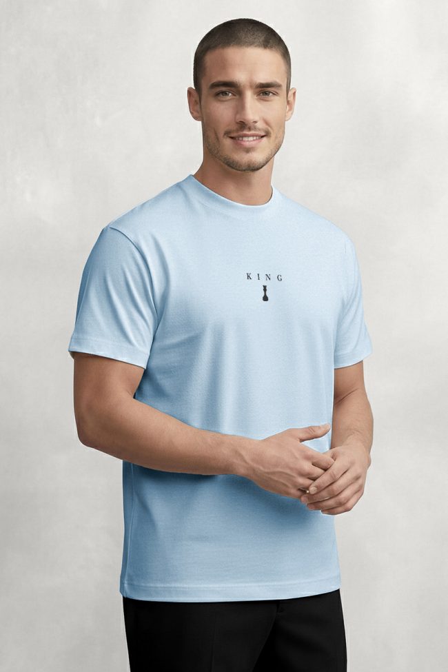 Chess King, Heavy Cotton T-Shirt σε Γαλάζιο Χρώμα