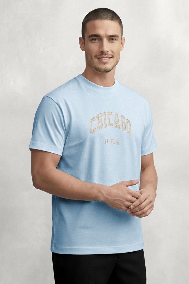 Chicago State, T-Shirt Μπλούζα με Σχέδιο σε Γαλάζιο Χρώμα
