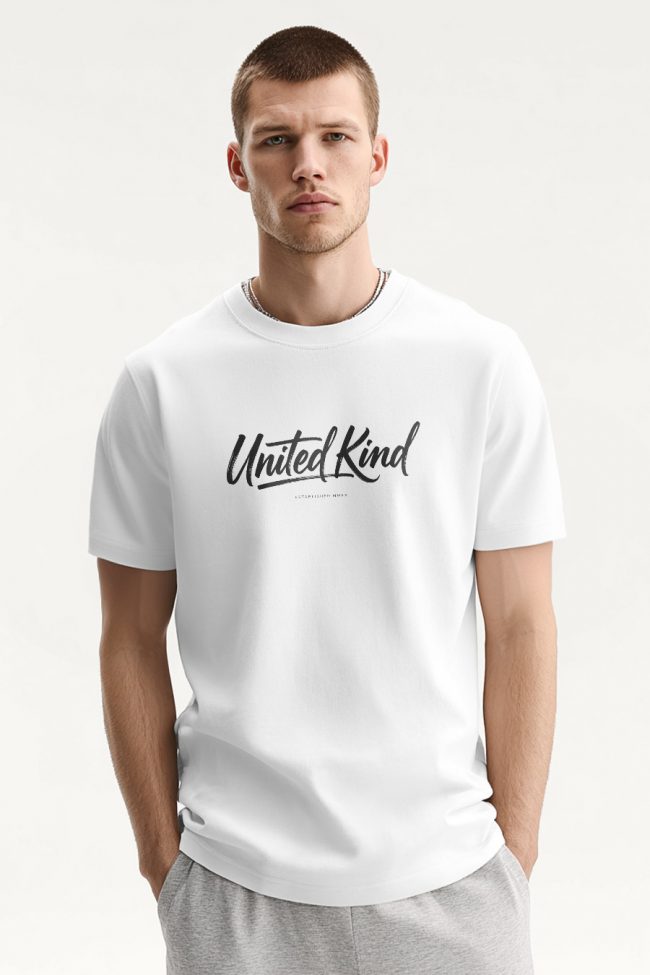 United Script, T-Shirt Μπλούζα με Σχέδιο σε Λευκό Χρώμα