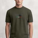 Milano Stripe Bold, T-Shirt Μπλούζα με Σχέδιο σε Χακί Χρώμα