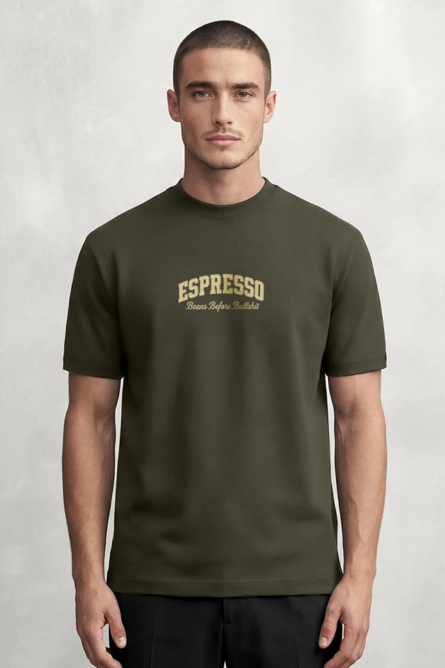 Espresso First, Graphic T-Shirt σε Χακί Χρώμα