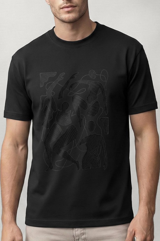 Abstract People, Heavy Cotton T-Shirt σε Μαύρο Χρώμα