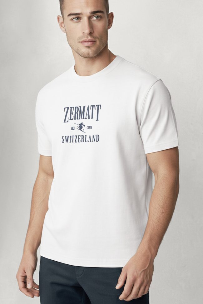 Zermatt Switzerland, T-Shirt Μπλούζα με Σχέδιο σε Λευκό Χρώμα