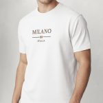 Milano Italia Flag , T-Shirt Μπλούζα με Σχέδιο σε Λευκό Χρώμα