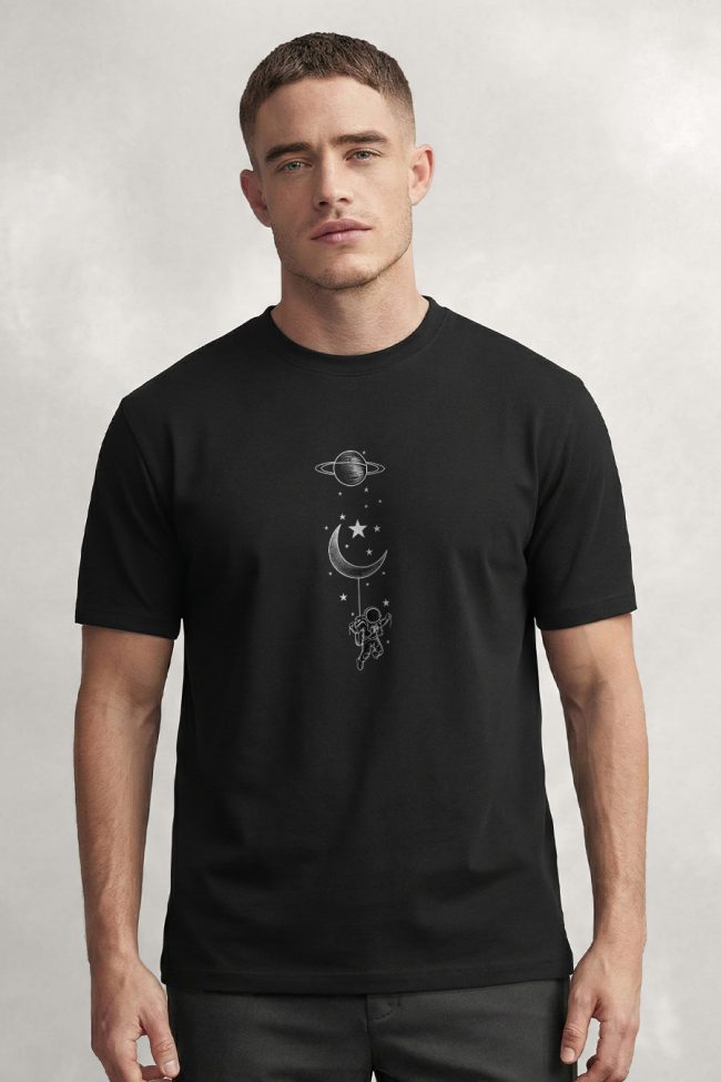 Cosmic Dreamer, Casual Μπλούζα T-Shirt σε Μαύρο Χρώμα