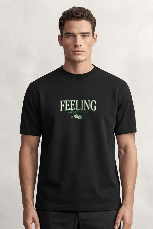 Feeling Lucky, Μπλούζα T-Shirt σε Μαύρο Χρώμα