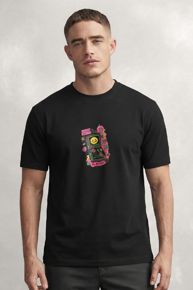 Insert Coins After Dark, Graphic T-Shirt σε Μαύρο Χρώμα