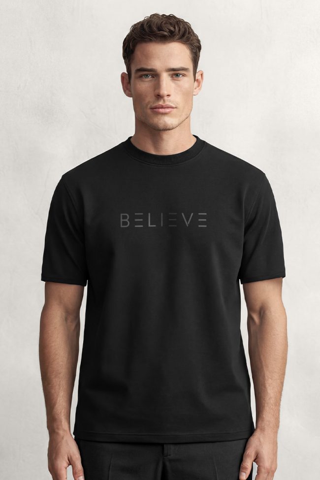 Believe Lines Bold, Graphic T-Shirt σε Μαύρο Χρώμα