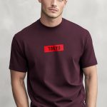 Tokyo Red Stripe, Heavy Cotton T-Shirt σε Μπορντώ Χρώμα