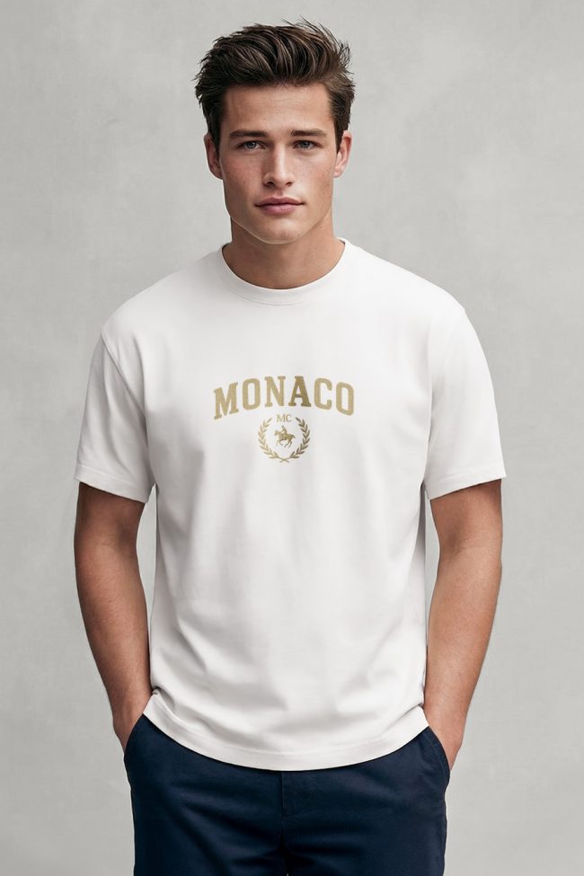 Monaco Equestrian, T-Shirt Μπλούζα με Σχέδιο σε Λευκό Χρώμα