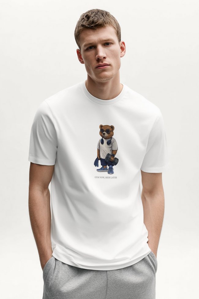 Gym First Teddy, Graphic T-Shirt σε Λευκό Χρώμα