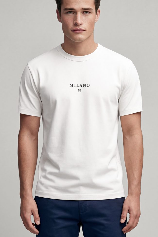 Milano White, T-Shirt Μπλούζα με Σχέδιο σε Λευκό Χρώμα