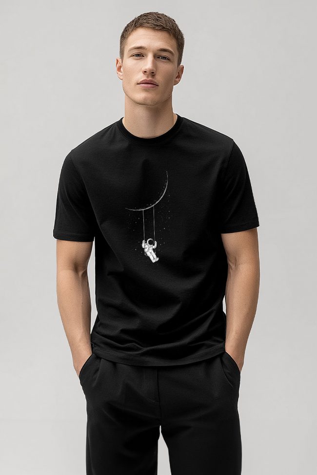 Celestial Playground, T-Shirt Μπλούζα με Σχέδιο σε Μαύρο Χρώμα
