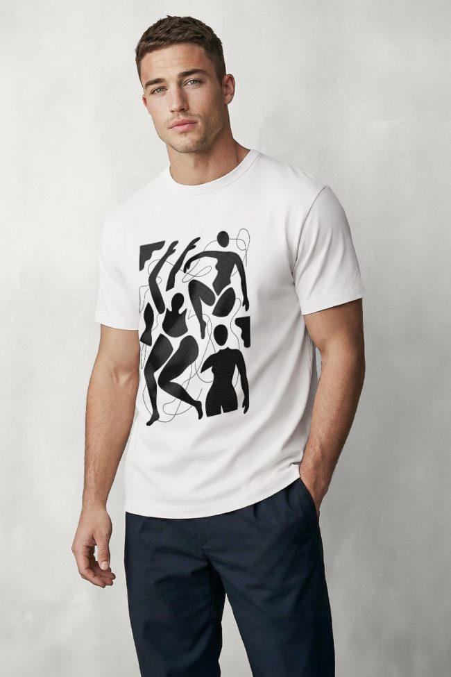 Abstract People, Heavy Cotton T-Shirt σε Λευκό Χρώμα