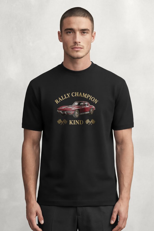 Rally Champion, Casual Μπλούζα T-Shirt σε Μαύρο Χρώμα
