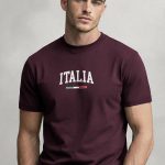 Italia Classic, Μπλούζα T-Shirt σε Μπορντώ Χρώμα