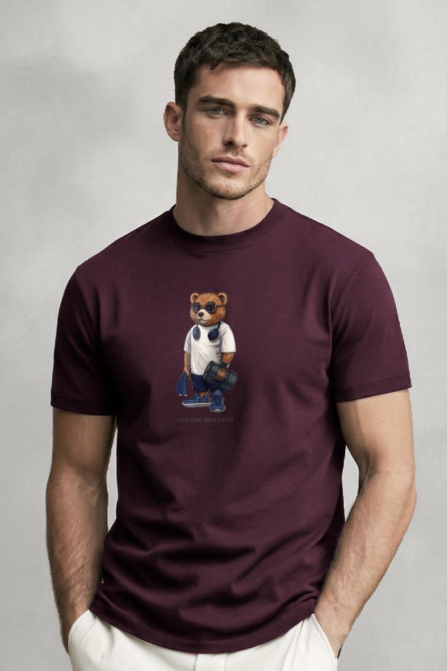 Gym First Teddy, Graphic T-Shirt σε Μπορντώ Χρώμα