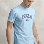 Chicago Navy, T-Shirt Μπλούζα με Σχέδιο σε Γαλάζιο Χρώμα