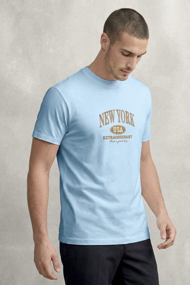 New York Extraordinary, T-Shirt Μπλούζα με Σχέδιο σε Γαλάζιο Χρώμα