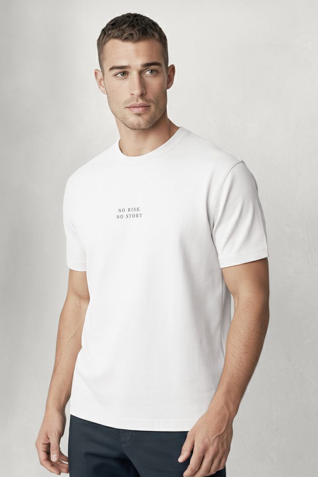 No Risk No Story Black, Μπλούζα T-Shirt σε Λευκό Χρώμα