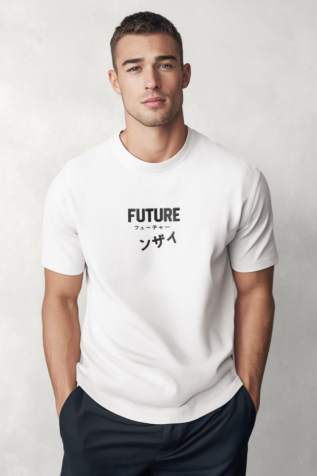 Black Future, Heavy Cotton T-Shirt σε Λευκό Χρώμα